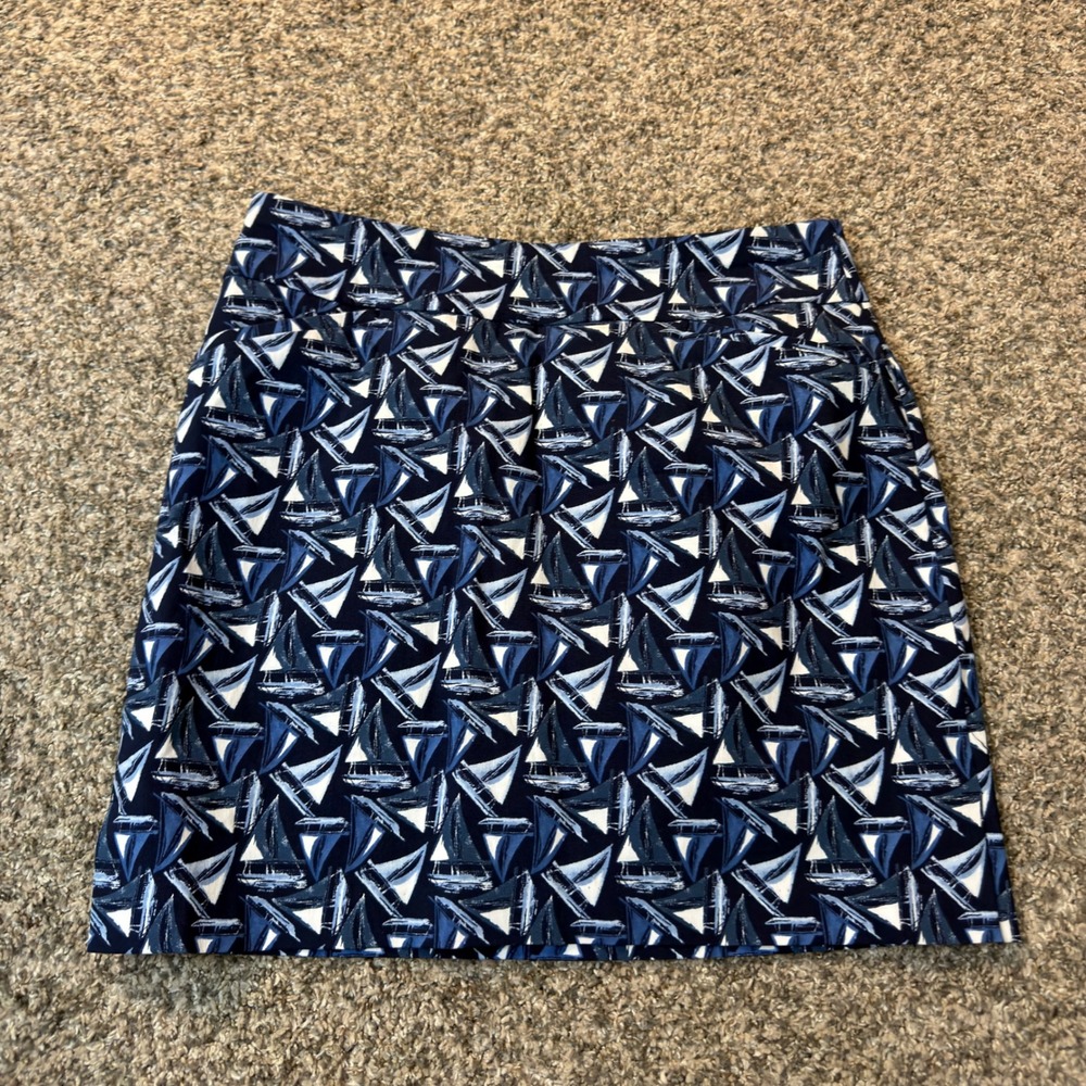 Chicos Zenergy Navy Sailboat Print Skort Size 0.5 Small Nautical Golf Tennis